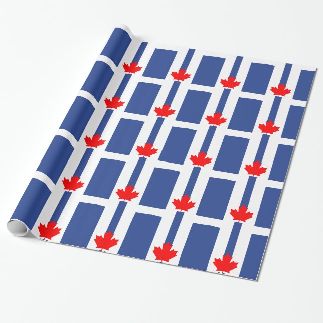 Papier Cadeau Patriotic wrapping paper with Flag of Toronto (Déroulé)
