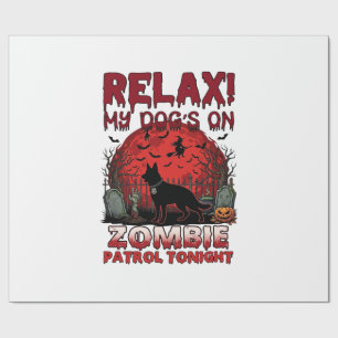 Papier Cadeau Patrouille de zombies détendus ce soir Chien Hallo