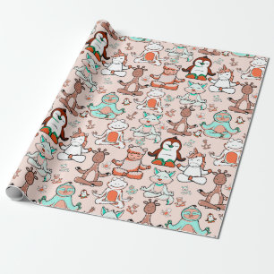 Papier Cadeau Patter les yoga poses   Yoga seamless pattern 51