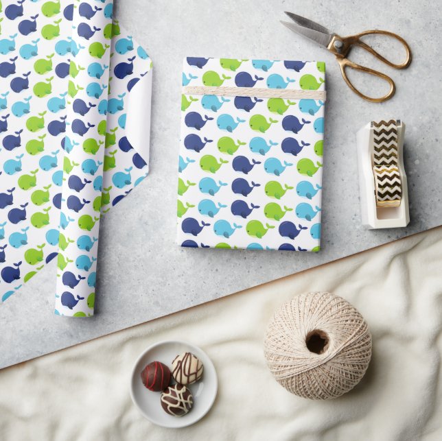 Papier Cadeau Pattern of Whales, Cute Whales, Sea Animals (Artisanat)