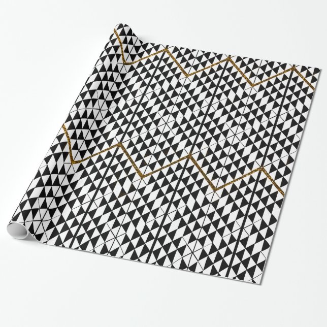Papier Cadeau Patternfaux blanc noir d'abrégé sur parties (Déroulé)