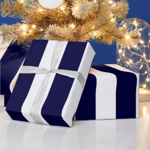 Papier Cadeau Patters de Navy Blue and White Extra Large Stripe