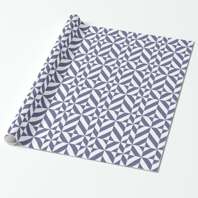 Papier Cadeau Patters Midnight Blue Geometric Deco Cube (Déroulé)