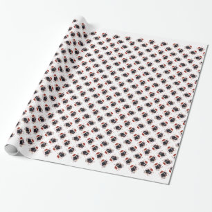 Papier Cadeau Pattes de Terre-Neuve (landseer) Père Noël