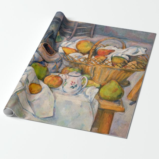 Papier Cadeau Paul Cezanne - La vie morte avec panier (Déroulé)