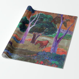 Papier Cadeau Paul Gauguin - Paysage avec un cochon et un cheval