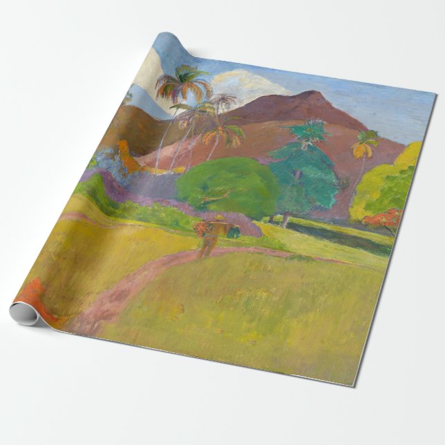 Papier Cadeau Paul Gauguin - Paysage tahitien (Déroulé)