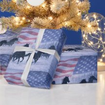 Pays de Noël Chevaux Western Drapeau Américain