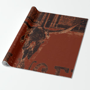Papier Cadeau Pays Ouest Taureau Rouille Rouge Vintage