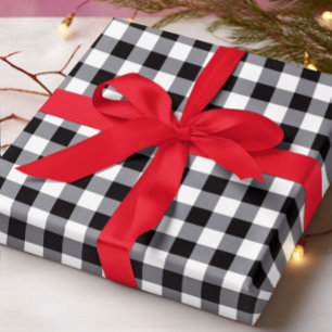 Papier Cadeau Pays rustique Noir et Blanc Plaid Noël