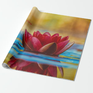 Papier Cadeau Paysage de fleurs de Lotus rouges, Zen