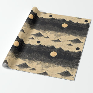 Papier Cadeau Paysage de Montagne Vintage avec Nuages (9)
