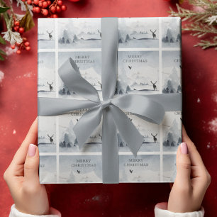 Papier Cadeau Paysage de Noël enneigé Forêts et Montagnes d'Hive