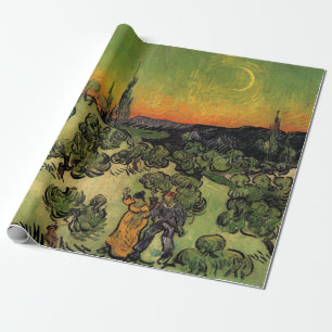 Papier Cadeau Paysage de Vincent Van Gogh Moonlit