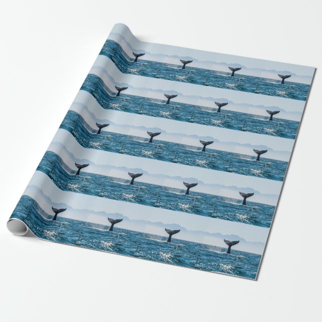 Papier Cadeau Paysage marin de la baleine : Eau Dramatique. (Déroulé)