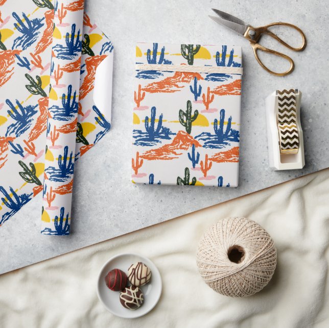 Papier Cadeau Paysage moderne du désert du Saguaro Ouest sauvage (Artisanat)
