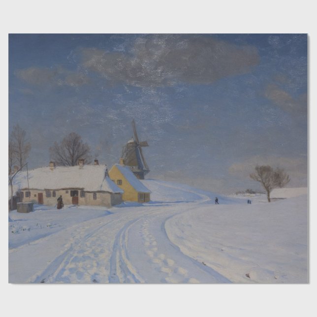 Papier Cadeau Paysage neigeux en hiver (par H.A. Brendekilde) (Plat)