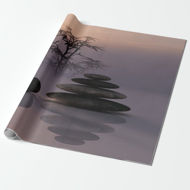 Papier Cadeau Paysage, Pierres Zen, Bambou (Déroulé)