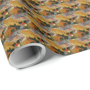 Papier Cadeau Paysage Van Gogh avec Maison et Plowman Wrappi