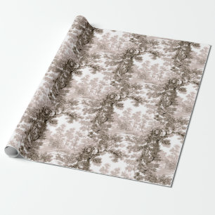 Papier Cadeau Paysage Vintage de chalet Toile Brown et blanche