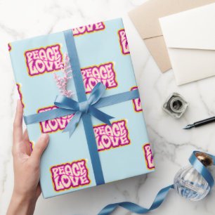 Papier Cadeau Peace and Love Retro Baby shower jumeau