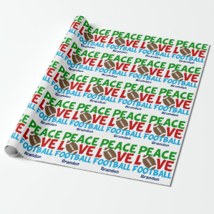 Papier Cadeau Peace Love Football Custom Christmas