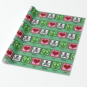 Papier Cadeau Peace Love Pirates