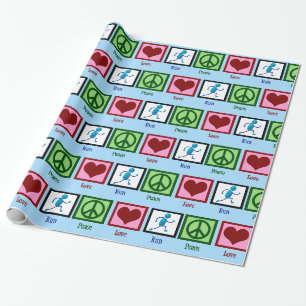 Papier Cadeau Peace Love Run - Coureur de piste mignonne