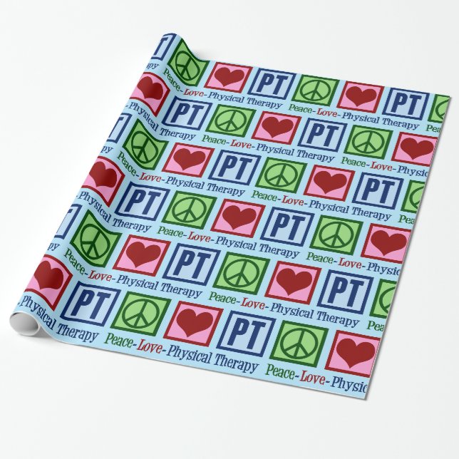 Papier Cadeau Peace Love Thérapie physique Noël (Déroulé)