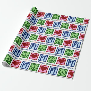 Papier Cadeau Peace Love Thérapie physique PT Noël