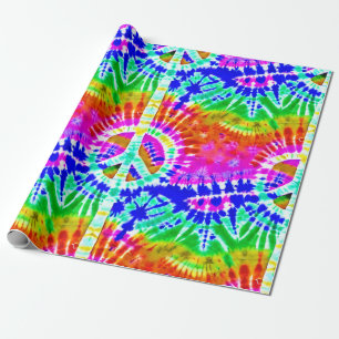 Papier Cadeau Peace Sign on Coloror Tie Dye Style Hippie