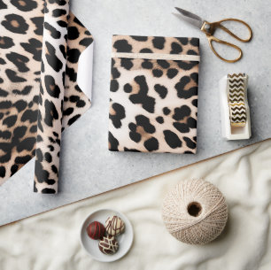 Papier Cadeau Peach Black Cream Leopard