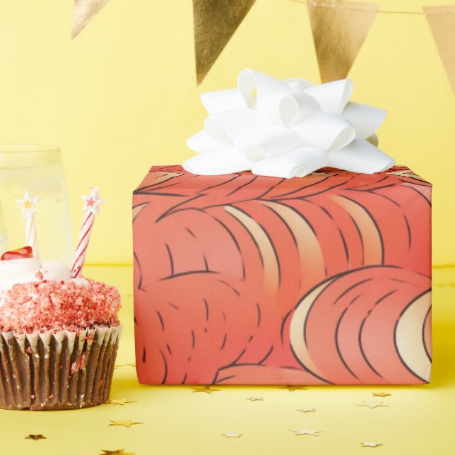 Papier Cadeau Peach Fuzz Abstrait Botanical Fruity Motif 1 (Fête d'anniversaire)