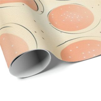 Papier Cadeau Peach Fuzz Abstrait Botanical Fruity Motif 18