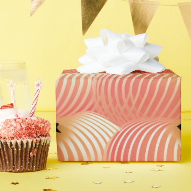 Papier Cadeau Peach Fuzz Abstrait Botanical Fruity Motif 2 (Fête d'anniversaire)