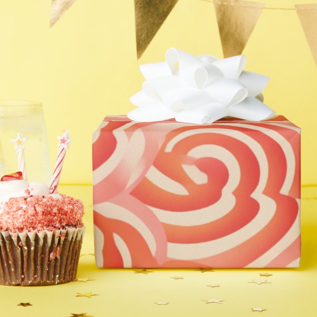 Papier Cadeau Peach Fuzz Abstrait Botanical Fruity Motif 5 (Fête d'anniversaire)