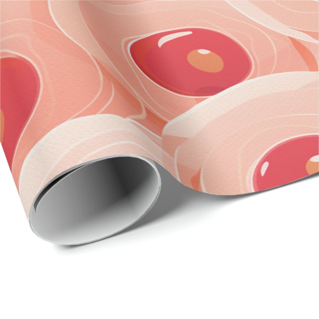 Papier Cadeau Peach Fuzz Abstrait Botanical Fruity Motif 7 (Coin rond)