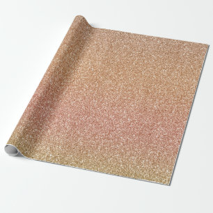 Papier Cadeau Peach Pink Blush Ombre Gold Parties scintillant