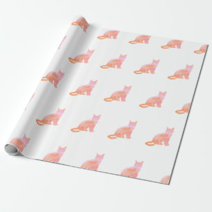 Papier Cadeau Peach Pink Kitty Motif