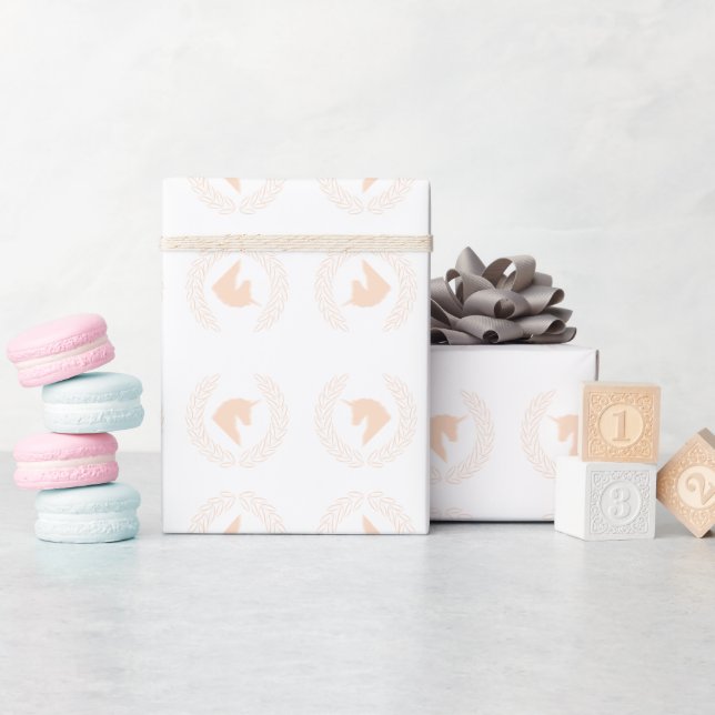 Papier Cadeau Peach Unicorn Bust (Baby Shower)