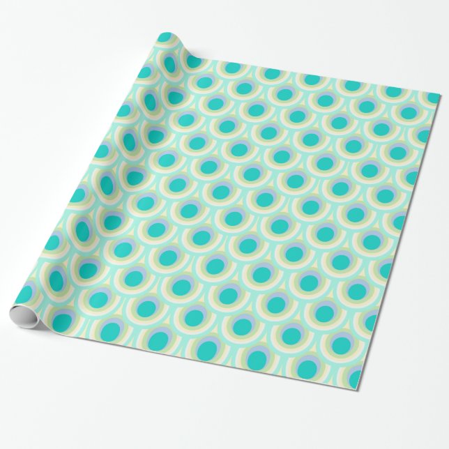 Papier Cadeau Peacock aqua vert bleu motif enveloppé (Déroulé)