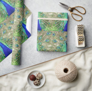 Papier Cadeau Peacock bleu