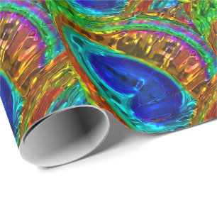 Papier Cadeau Peacock Feathers Verre Art 1 Papier d'enveloppemen