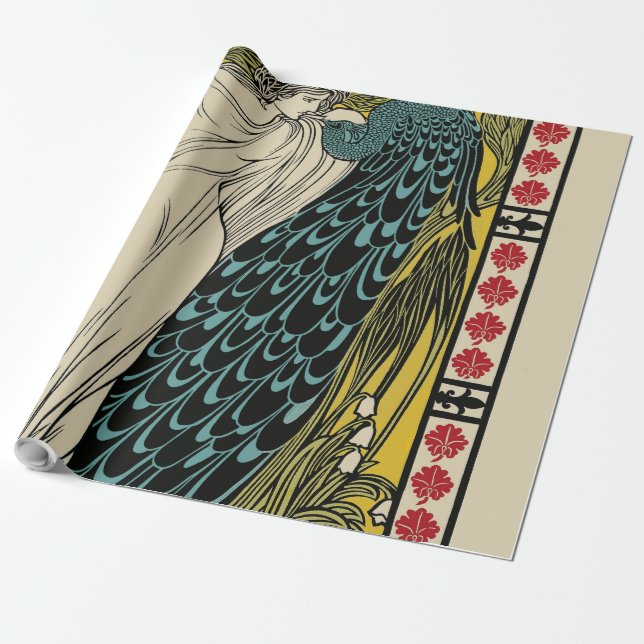 Papier Cadeau Peacock Fine Art Bird Nouveau (Déroulé)