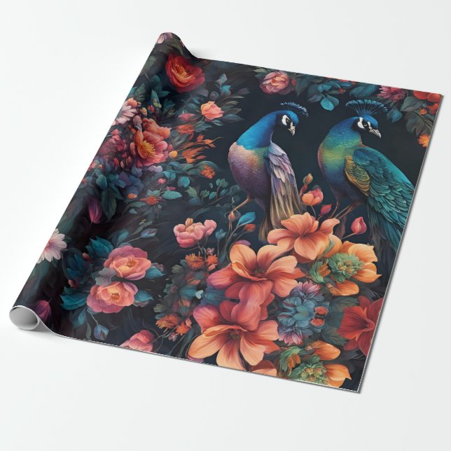 Papier Cadeau Peacock Garden Wallpaper Art (Déroulé)