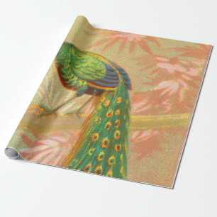 Papier Cadeau Peacock vintage et peinture à fleurs