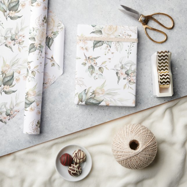 Papier Cadeau Pearl Blush Floral Elegance Motif ID989 (Artisanat)