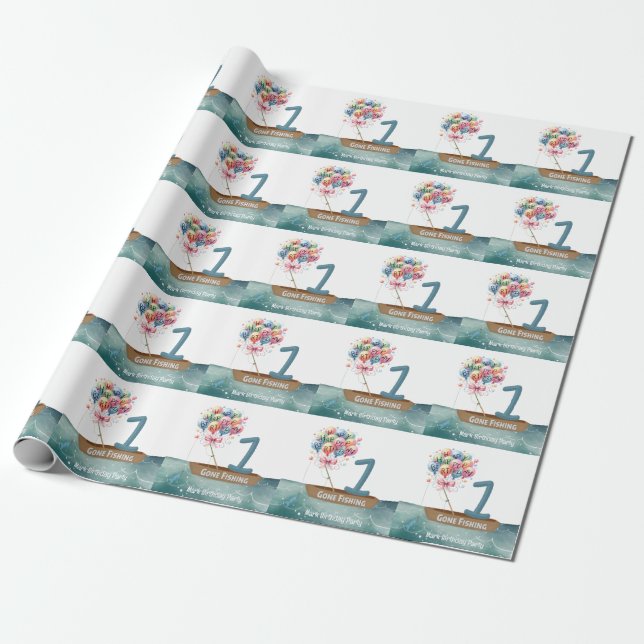 Papier Cadeau Pêche 1er anniversaire (Déroulé)