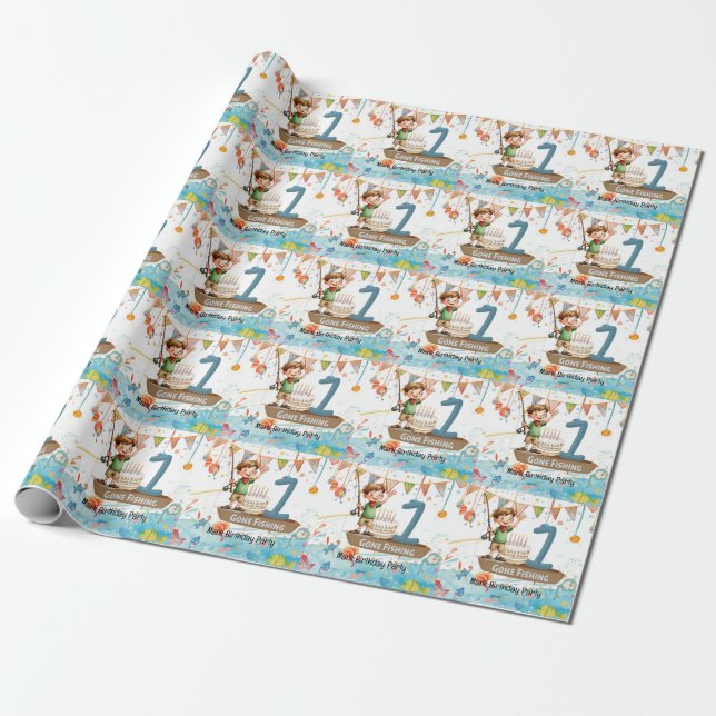Papier Cadeau Pêche 1er anniversaire (Déroulé)