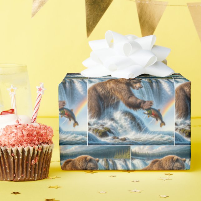 Papier Cadeau Pêche à l'ours grizzli en Alaska (Fête d'anniversaire)